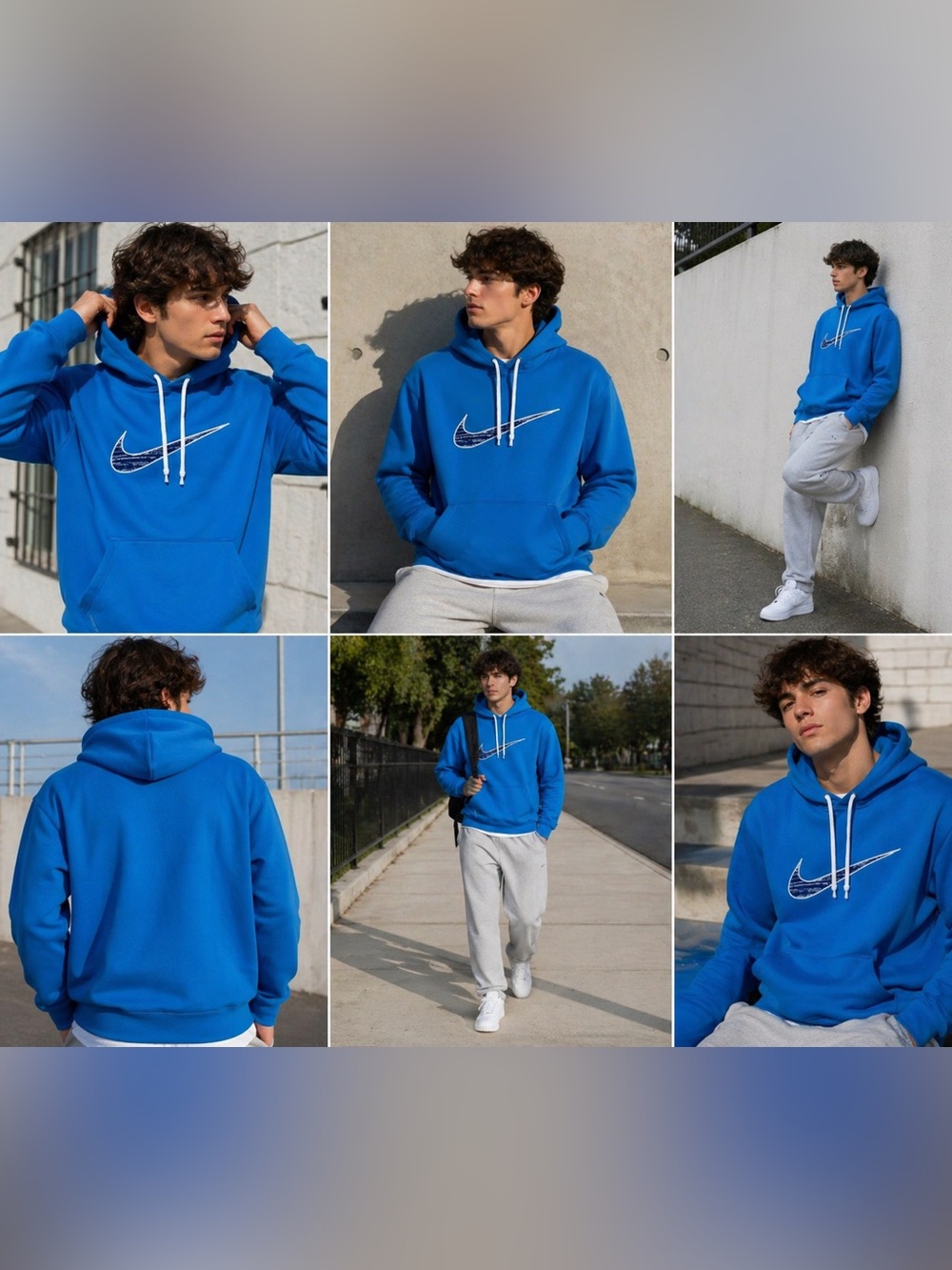 Nike Therma-Fit Hoodie Men’s Size L Blue Swoosh Pullover Warm Fleece Egypt